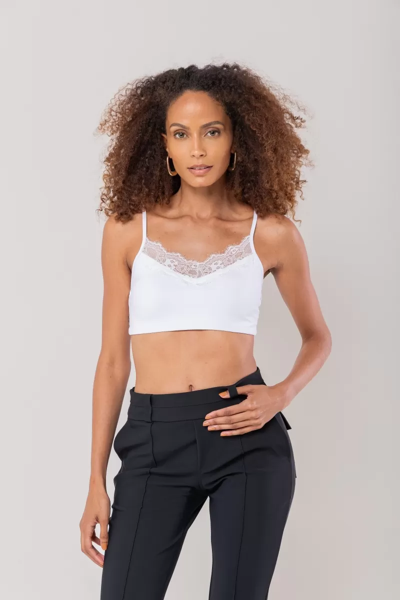 Hidrogênio - TOP WITH PADS AND STRAPS AND NECKLINE WITH LACE IN WHITE - 20186002
