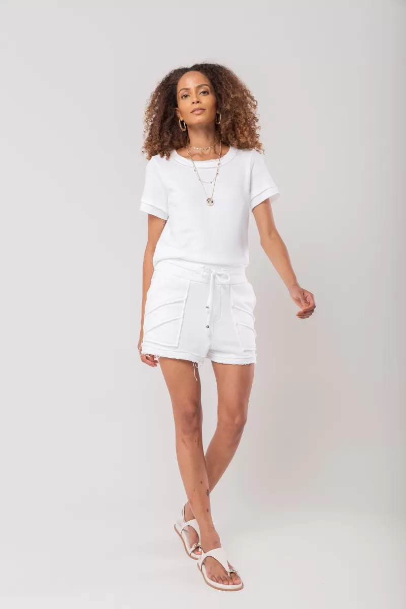 Hidrogênio - THREADED SHORTS WITH POCKETS WHITE SWEATSHIRT - 20196002