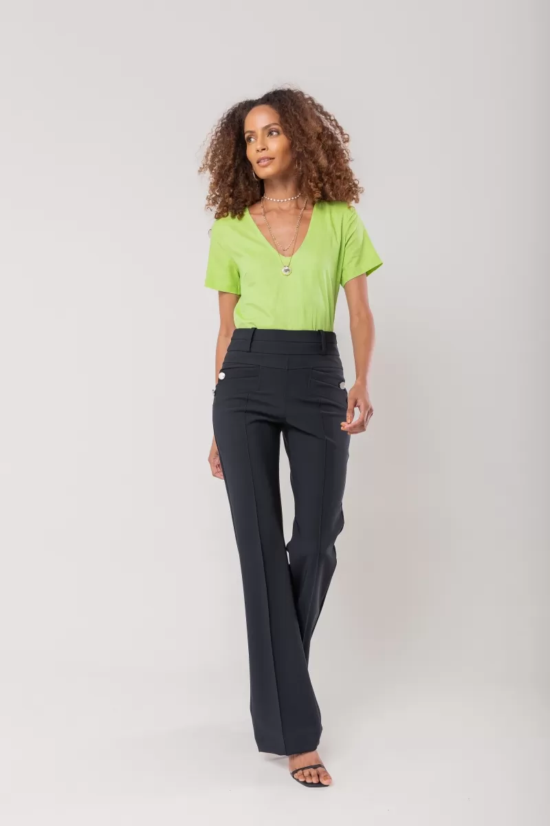 Hidrogênio - STRAIGHT PANTS WITH LAPELS AT THE FRONT, BLACKBERRY - 20167001 Hidrogênio - STRAIGHT PANTS WITH LAPELS AT THE FRONT, BLACKBERRY - 20167001