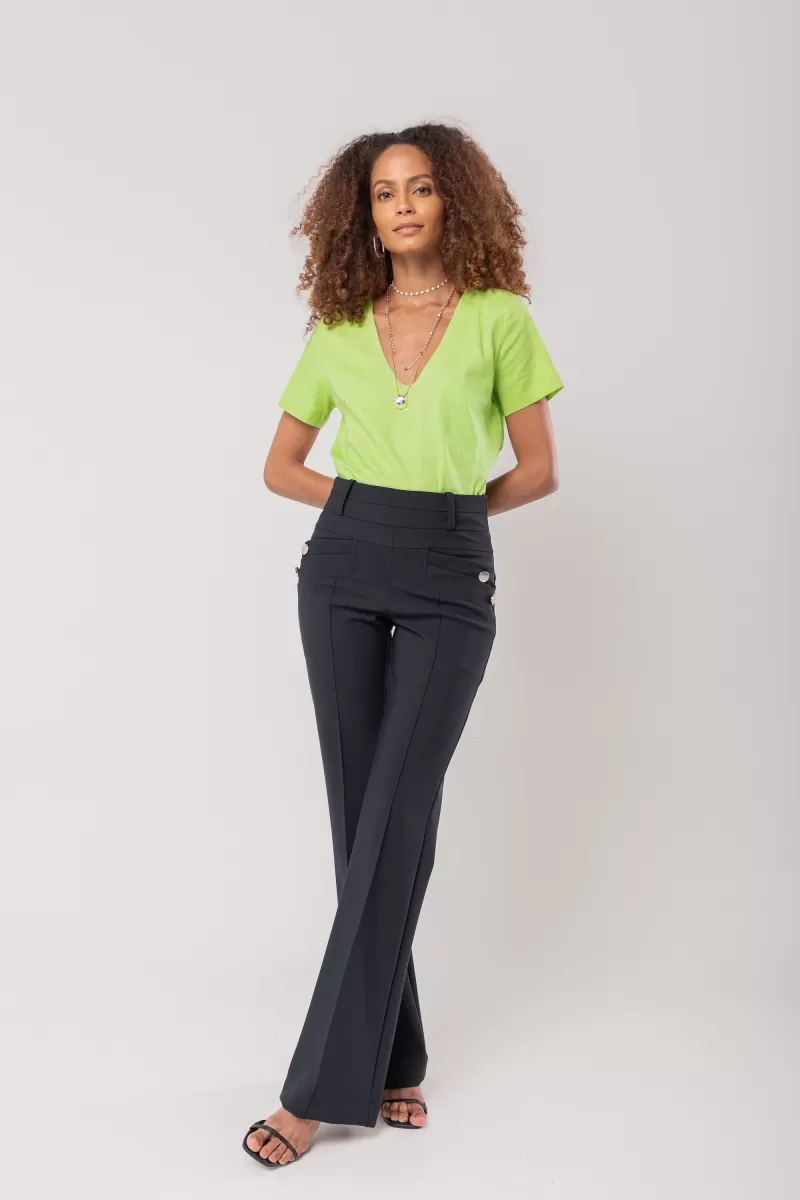 Hidrogênio - STRAIGHT PANTS WITH LAPELS AT THE FRONT, BLACKBERRY - 20167001 Hidrogênio - STRAIGHT PANTS WITH LAPELS AT THE FRONT, BLACKBERRY - 20167001