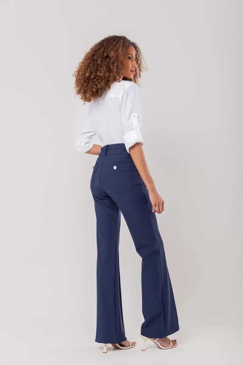 Hidrogênio - STRAIGHT PANTS WITH FRONT LAPELS, AMORA NAVY - 20167004 Hidrogênio - STRAIGHT PANTS WITH FRONT LAPELS, AMORA NAVY - 20167004