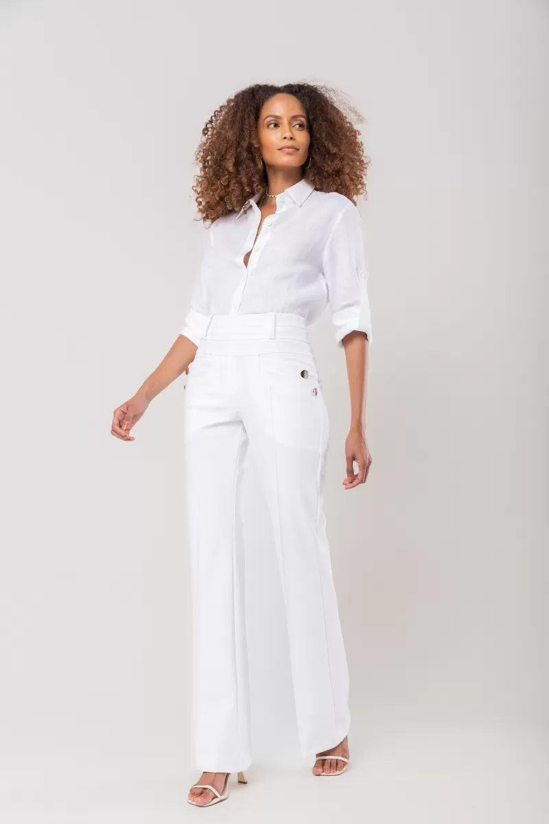 Hidrogênio - STRAIGHT PANTS WITH LAPELS AT THE FRONT AMORA OFF WHITE - 20167018 Hidrogênio - STRAIGHT PANTS WITH LAPELS AT THE FRONT AMORA OFF WHITE - 20167018