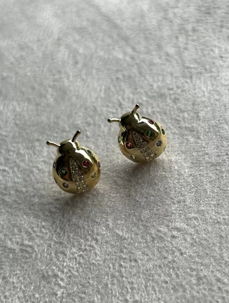 Mikabe - Gold Ladybug Earring - MK1994