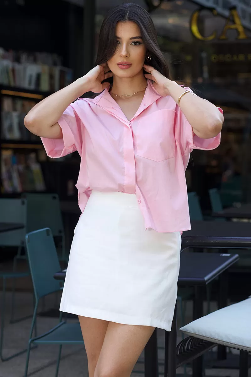 Miss Misses - Livia Short Sleeve Pink Shirt - 54368060 Miss Misses - Livia Short Sleeve Pink Shirt - 54368060
