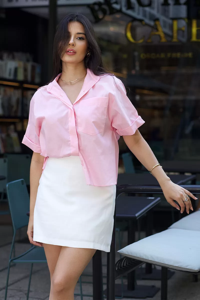 Miss Misses - Livia Short Sleeve Pink Shirt - 54368060 Miss Misses - Livia Short Sleeve Pink Shirt - 54368060
