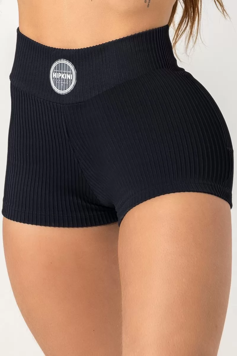 Hipkini - Black Era Gym Shorts with Rubberized Label - 33330802