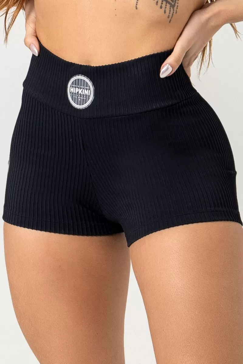 Hipkini - Black Era Gym Shorts with Rubberized Label - 33330802