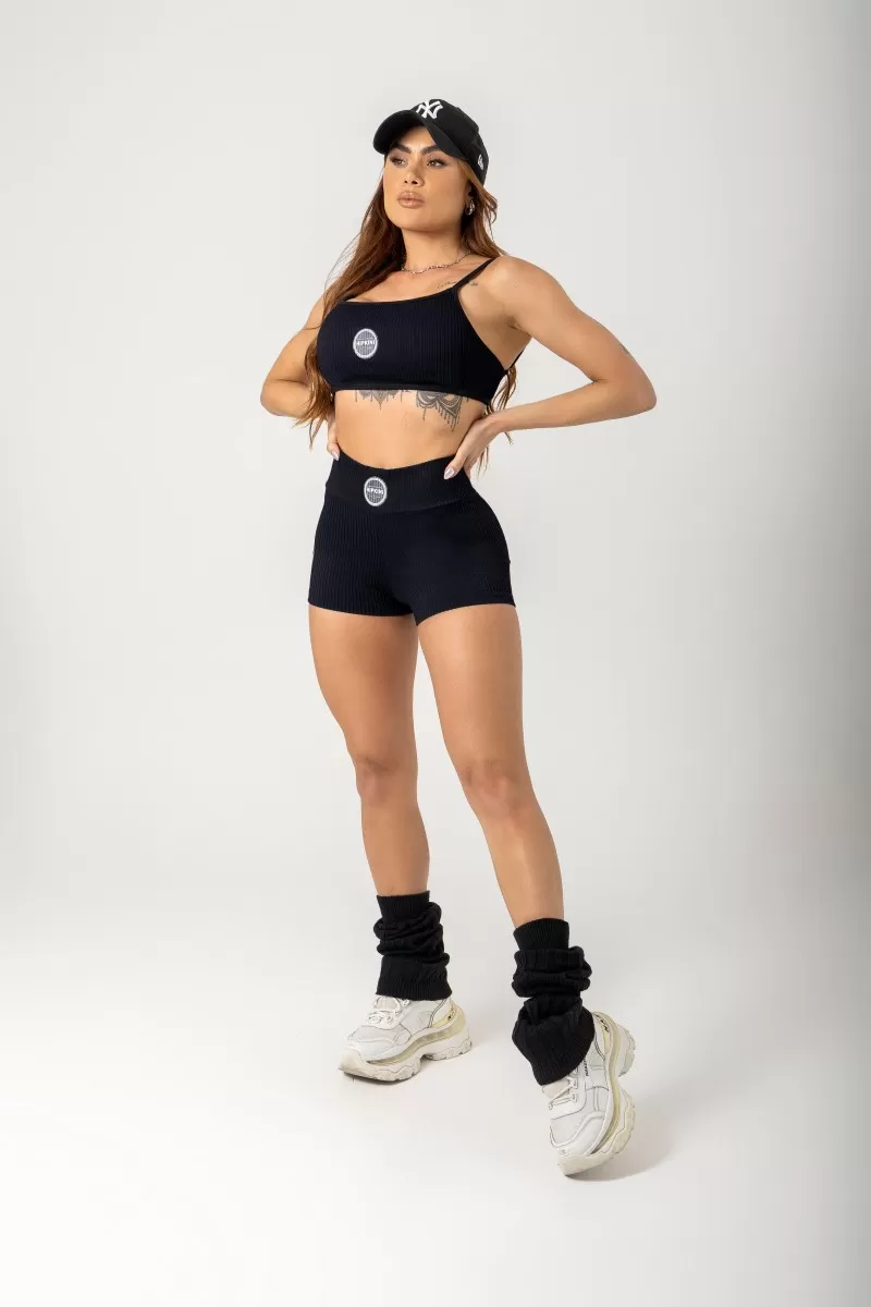 Hipkini - Black Era Gym Shorts with Rubberized Label - 33330802