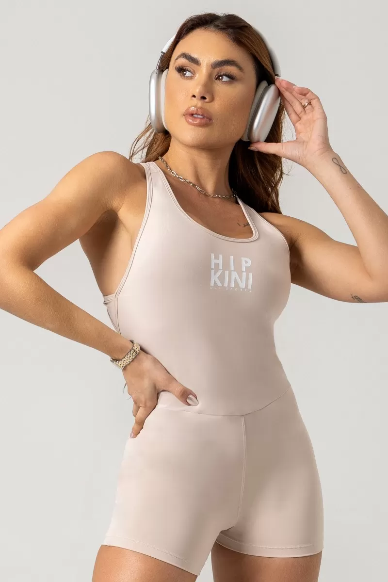 Hipkini - Gym Era Cream Romper with Silk - 33330821