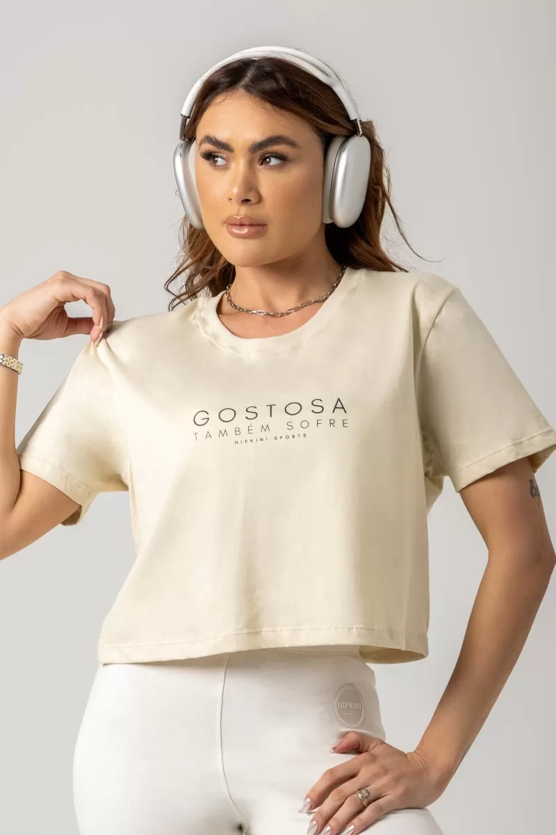 Hipkini - Gym Era Cream Cropped Shirt with Silk - 33330825