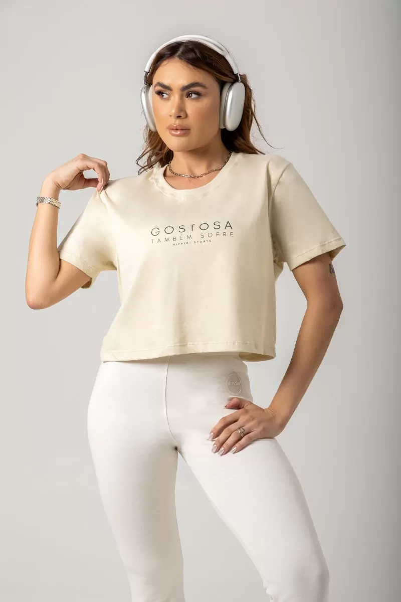 Hipkini - Gym Era Cream Cropped Shirt with Silk - 33330825