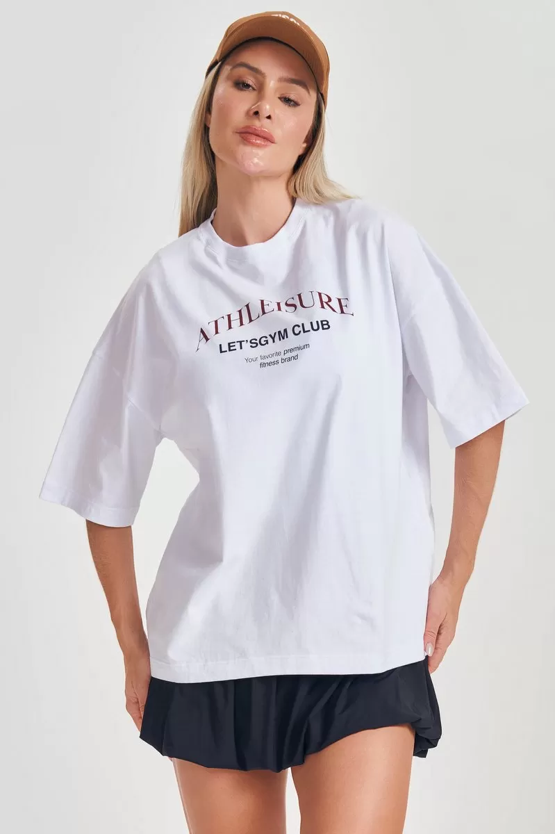 Lets Gym - Oversized Start White T-Shirt - 2553BR Lets Gym - Oversized Start White T-Shirt - 2553BR