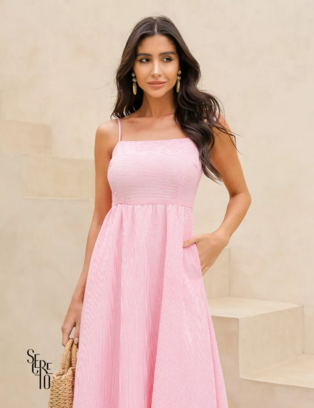 Dot Clothing - Dress Dot Clothing Mirabel Longuete Striped Pink - 2550ROSA Dot Clothing - Dress Dot Clothing Mirabel Longuete Striped Pink - 2550ROSA