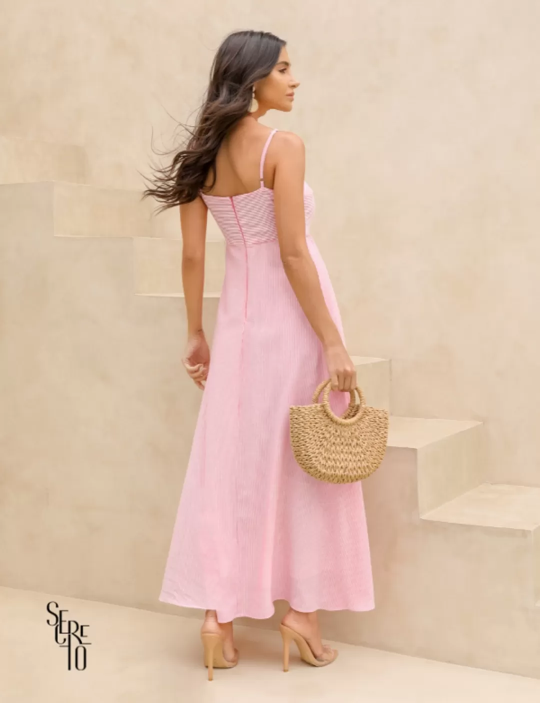 Dot Clothing - Dress Dot Clothing Mirabel Longuete Striped Pink - 2550ROSA Dot Clothing - Dress Dot Clothing Mirabel Longuete Striped Pink - 2550ROSA