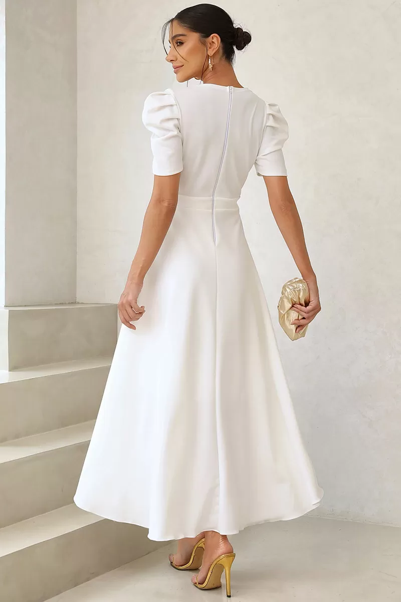 Miss Misses - Bruna Puff Sleeve Midi Dress with Off-White Fin - 54428030 Miss Misses - Bruna Puff Sleeve Midi Dress with Off-White Fin - 54428030