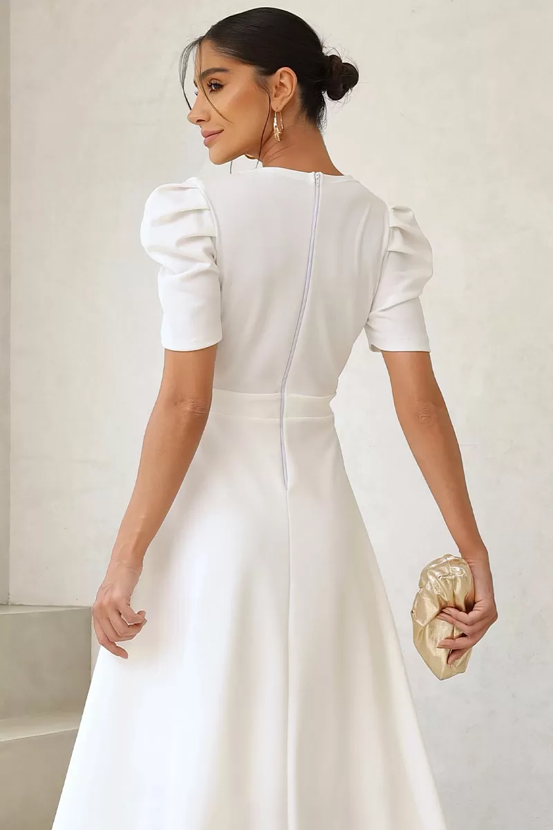 Miss Misses - Bruna Puff Sleeve Midi Dress with Off-White Fin - 54428030 Miss Misses - Bruna Puff Sleeve Midi Dress with Off-White Fin - 54428030