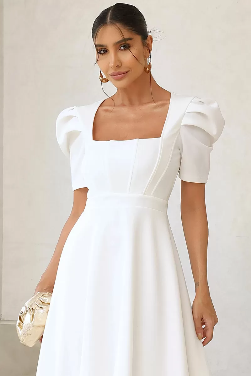 Miss Misses - Bruna Puff Sleeve Midi Dress with Off-White Fin - 54428030 Miss Misses - Bruna Puff Sleeve Midi Dress with Off-White Fin - 54428030