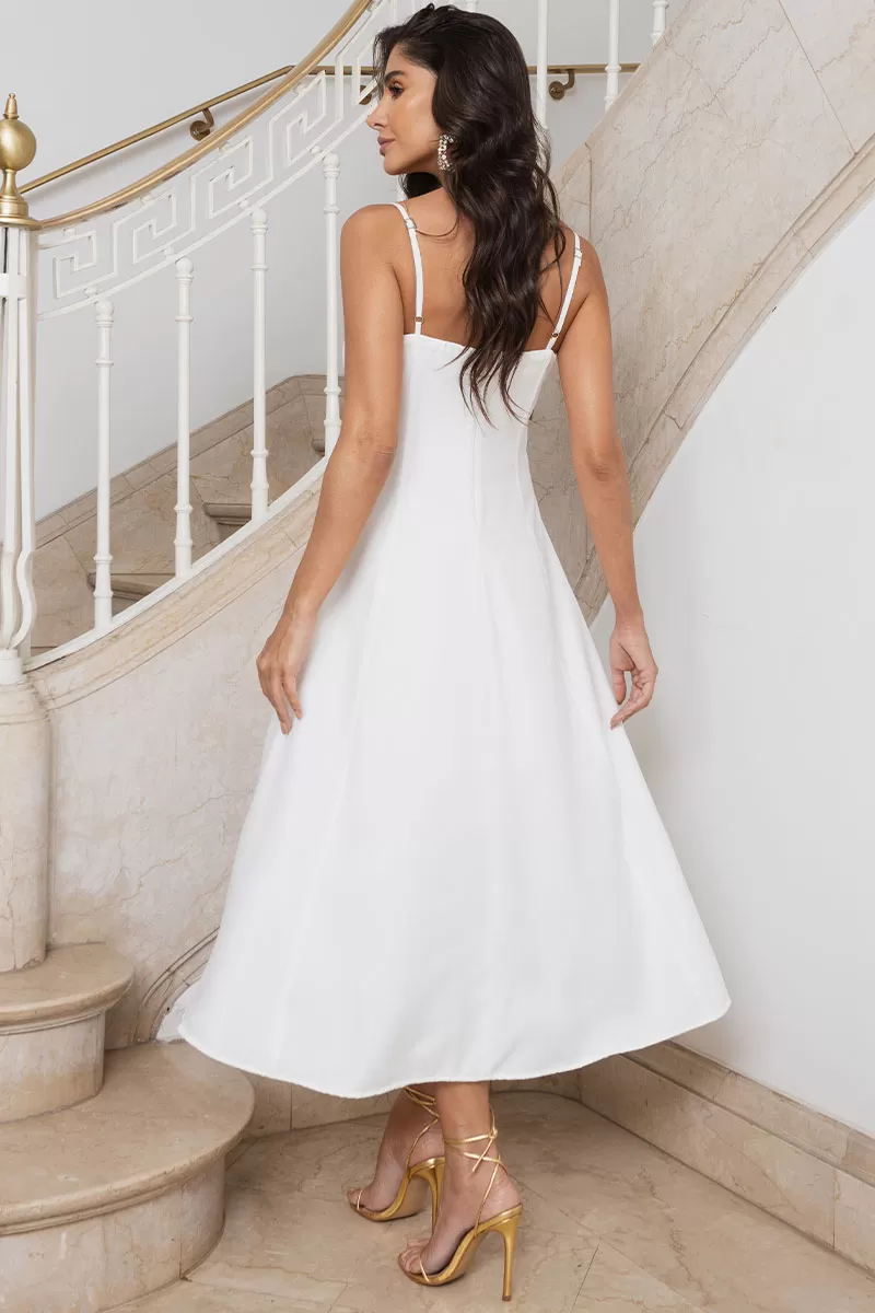 Miss Misses - Amanda Midi Dress with Openwork Detail and Off White Pockets - 54429030 Miss Misses - Amanda Midi Dress with Openwork Detail and Off White Pockets - 54429030