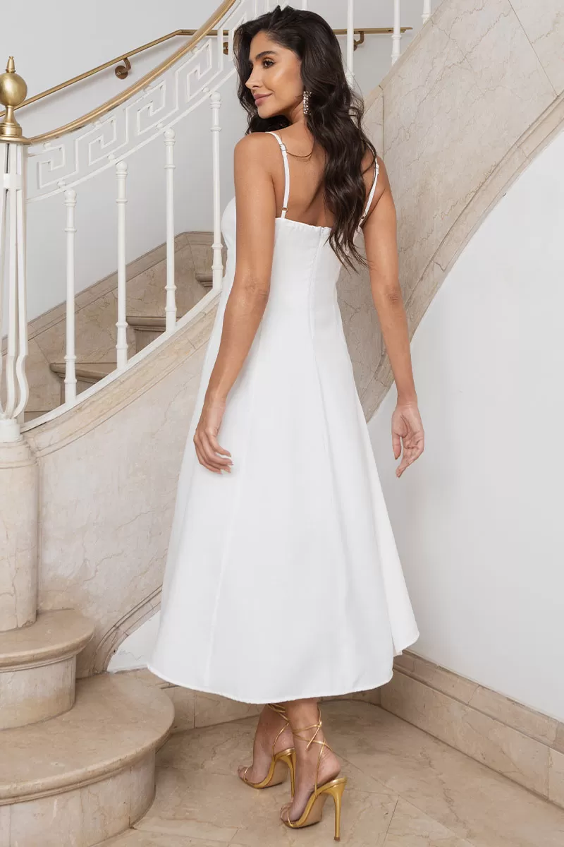Miss Misses - Amanda Midi Dress with Openwork Detail and Off White Pockets - 54429030 Miss Misses - Amanda Midi Dress with Openwork Detail and Off White Pockets - 54429030