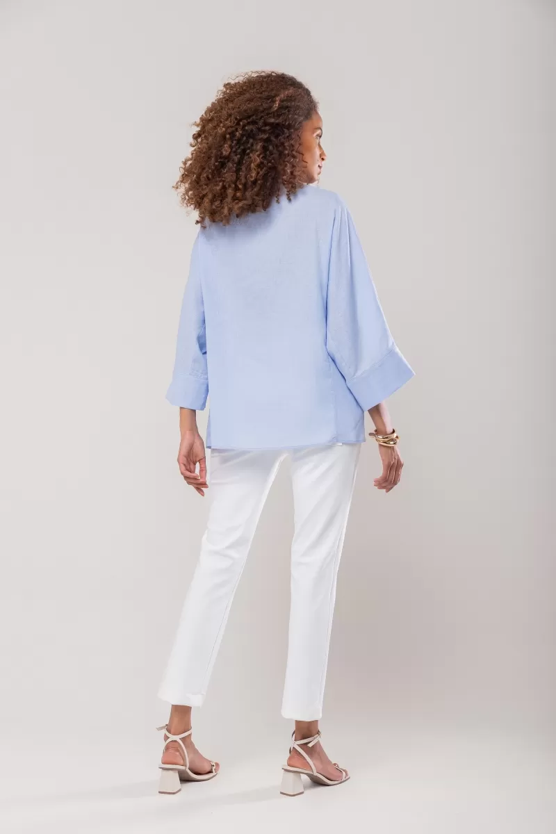Hidrogênio - MG BAT LINEN MIXED SKY BLUE OVERSIZED SHIRT - 20127569 Hidrogênio - MG BAT LINEN MIXED SKY BLUE OVERSIZED SHIRT - 20127569