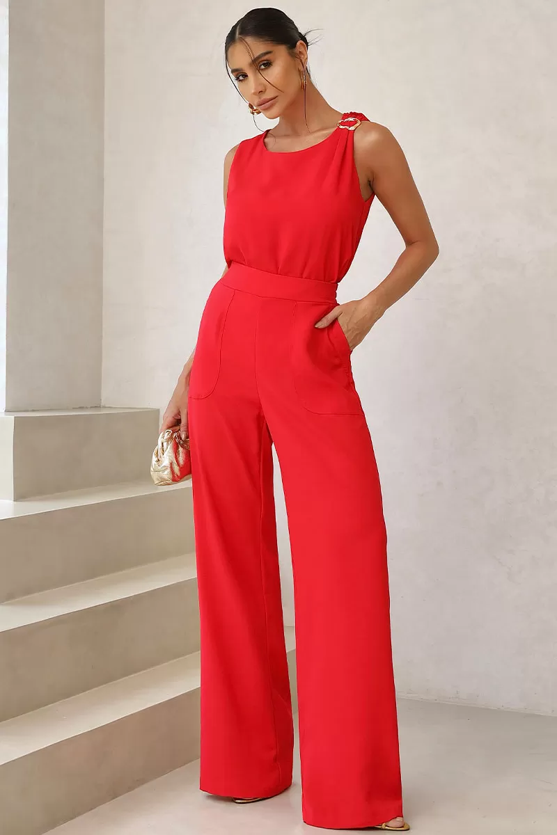 Miss Misses - Vanessa Shirt with Red Buckle Detail - 54435024 Miss Misses - Vanessa Shirt with Red Buckle Detail - 54435024