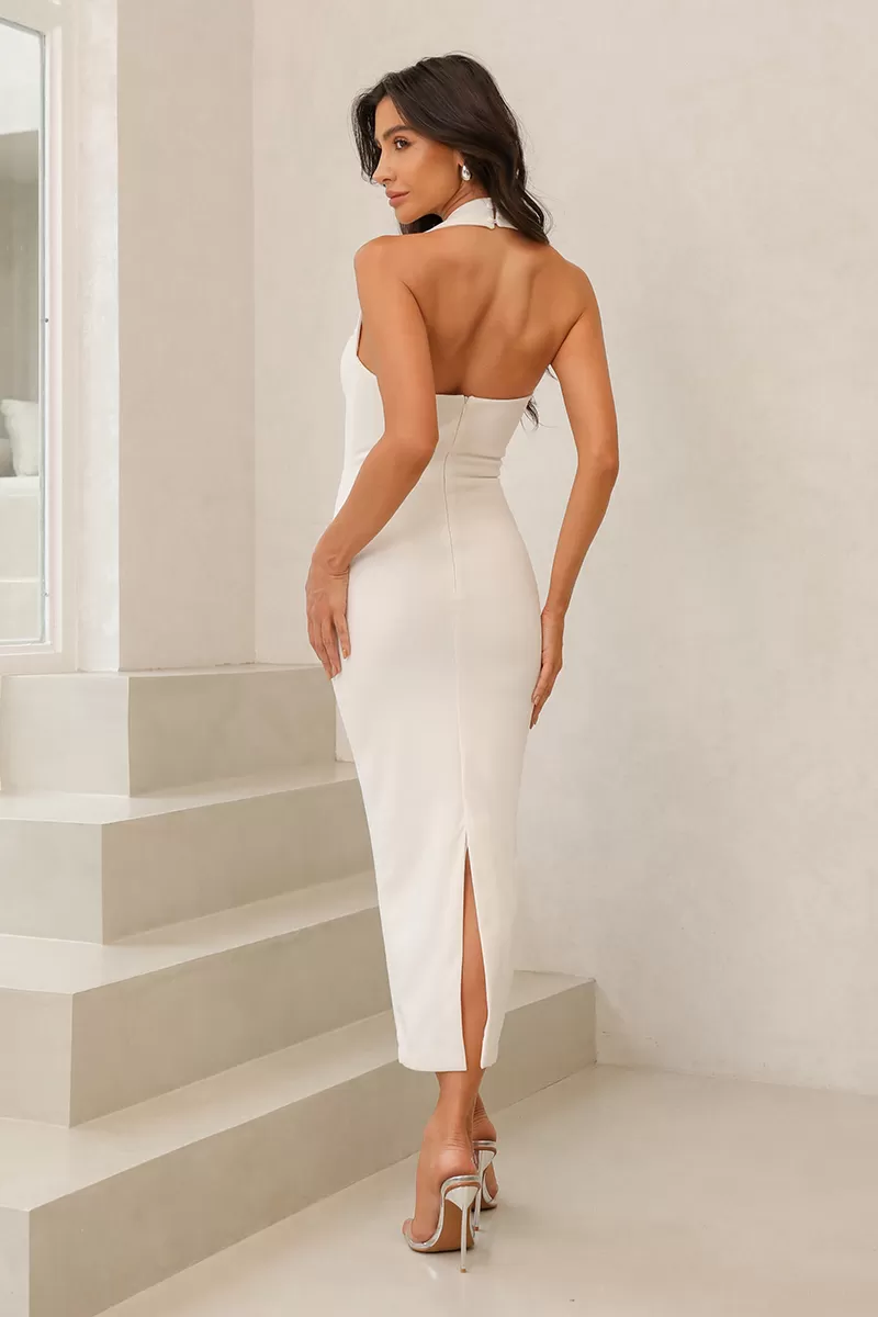 Dot Clothing - Dress Dot Clothing Midi Heloisa Halter Off White - 2543OFF