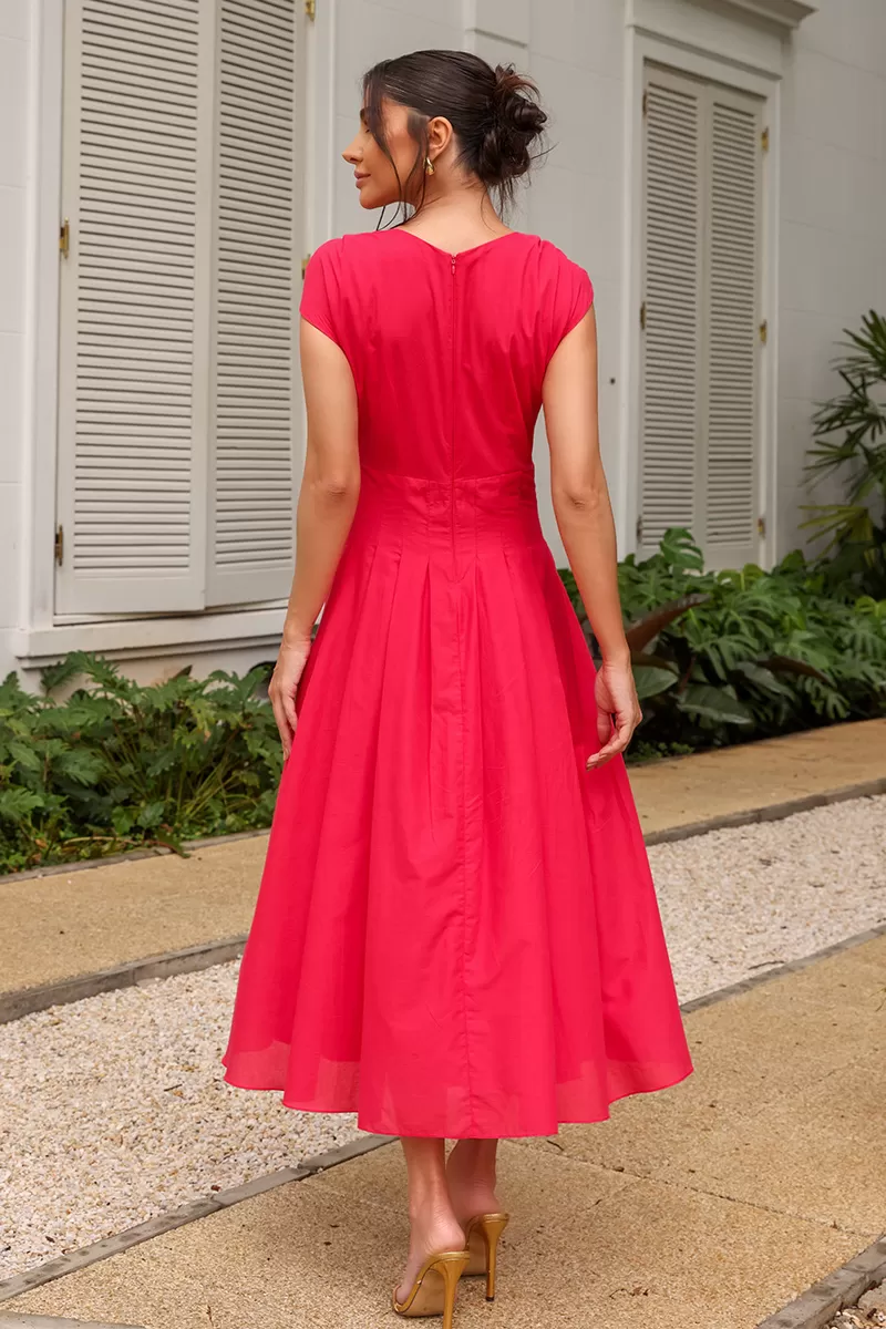 Dot Clothing - Dot Clothing Midi Agatha Red Dress - 2544VERM Dot Clothing - Dot Clothing Midi Agatha Red Dress - 2544VERM
