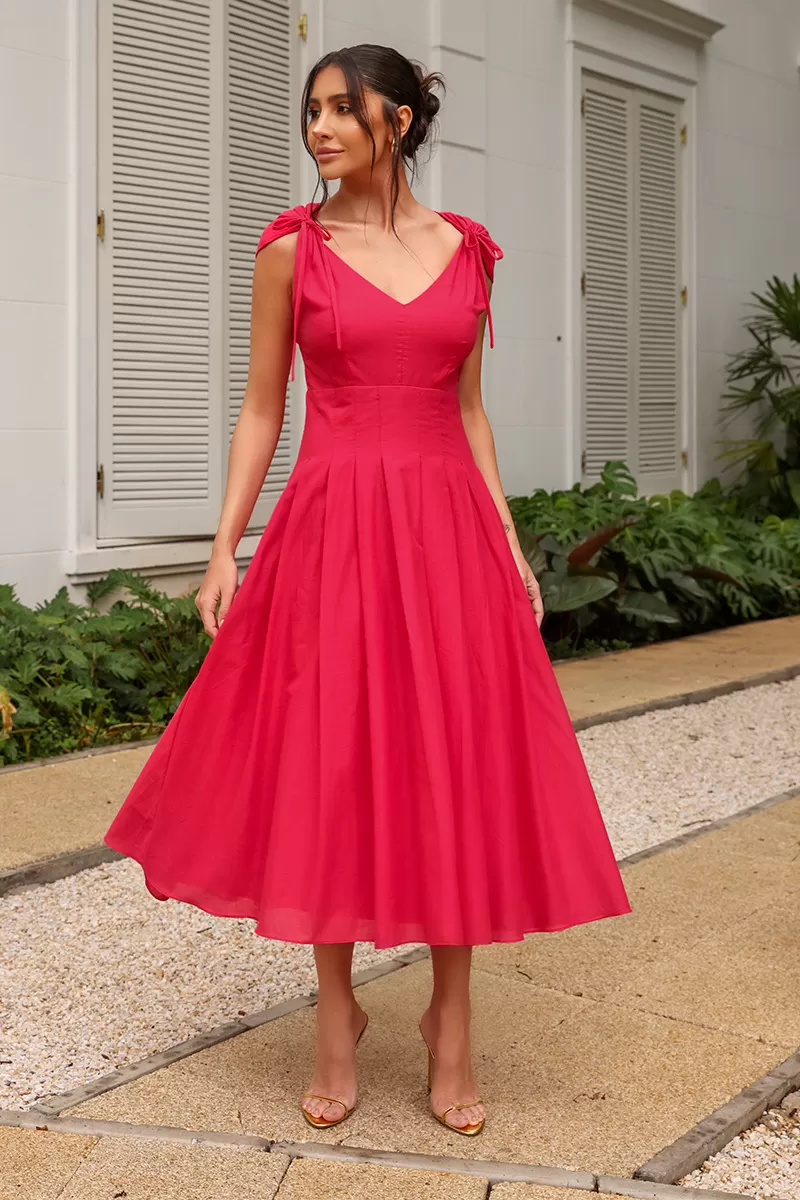 Dot Clothing - Dot Clothing Midi Agatha Red Dress - 2544VERM Dot Clothing - Dot Clothing Midi Agatha Red Dress - 2544VERM