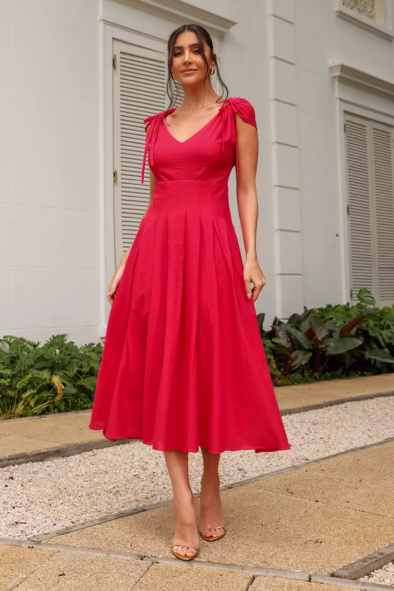 Dot Clothing - Dot Clothing Midi Agatha Red Dress - 2544VERM Dot Clothing - Dot Clothing Midi Agatha Red Dress - 2544VERM