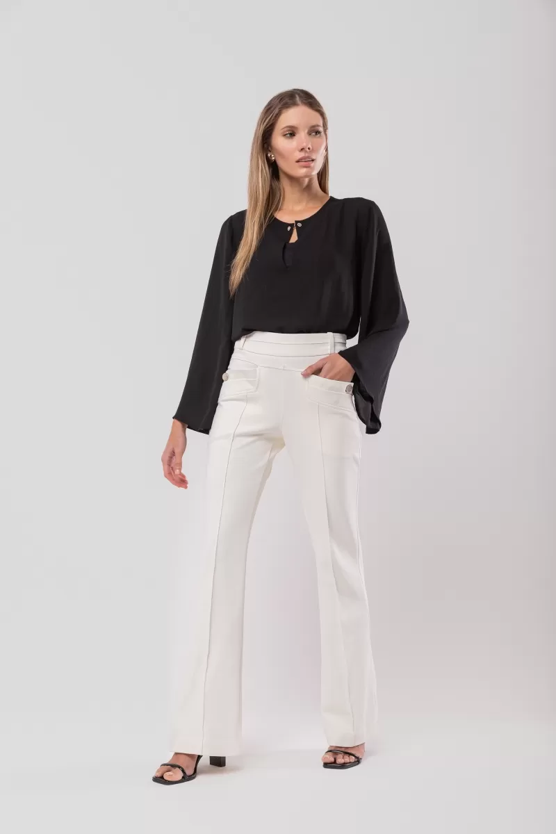 Hidrogênio - FLARE PANTS WITH LAPELS AMORA OFF WHITE - 20123018 Hidrogênio - FLARE PANTS WITH LAPELS AMORA OFF WHITE - 20123018