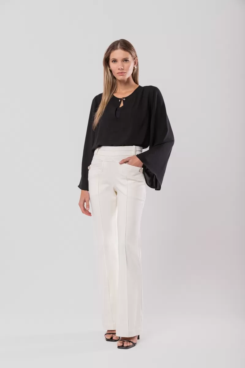 Hidrogênio - FLARE PANTS WITH LAPELS AMORA OFF WHITE - 20123018 Hidrogênio - FLARE PANTS WITH LAPELS AMORA OFF WHITE - 20123018