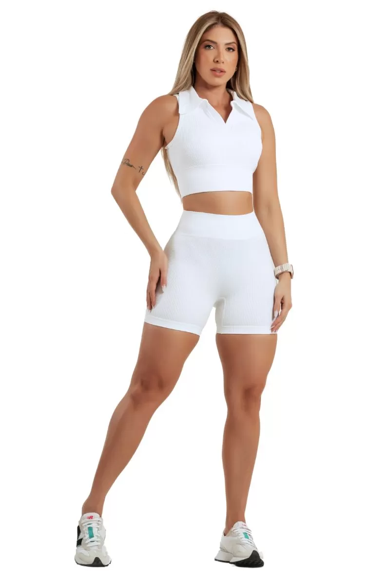 Garotafit - Seamless Short Set Nina White - SCJ130B Garotafit - Seamless Short Set Nina White - SCJ130B