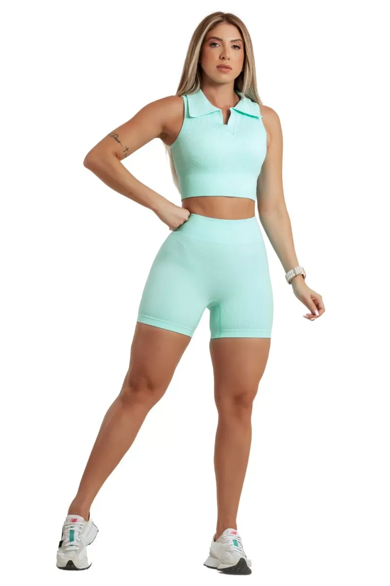 Garotafit - Nina Short Seamless Set Aqua Green - SCJ130HA Garotafit - Nina Short Seamless Set Aqua Green - SCJ130HA