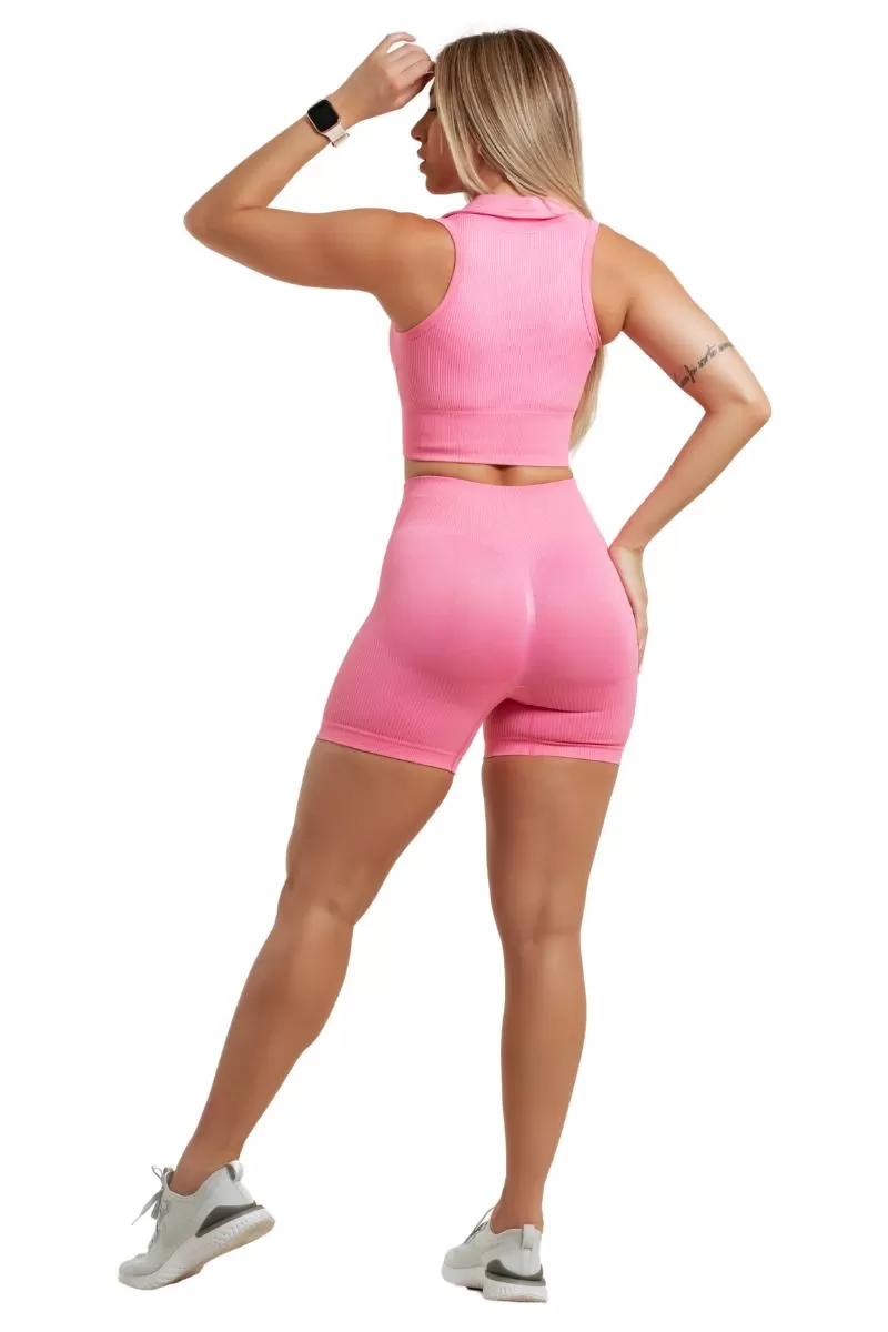 Garotafit - Nina Pink Short Seamless Set - SCJ130DB Garotafit - Nina Pink Short Seamless Set - SCJ130DB