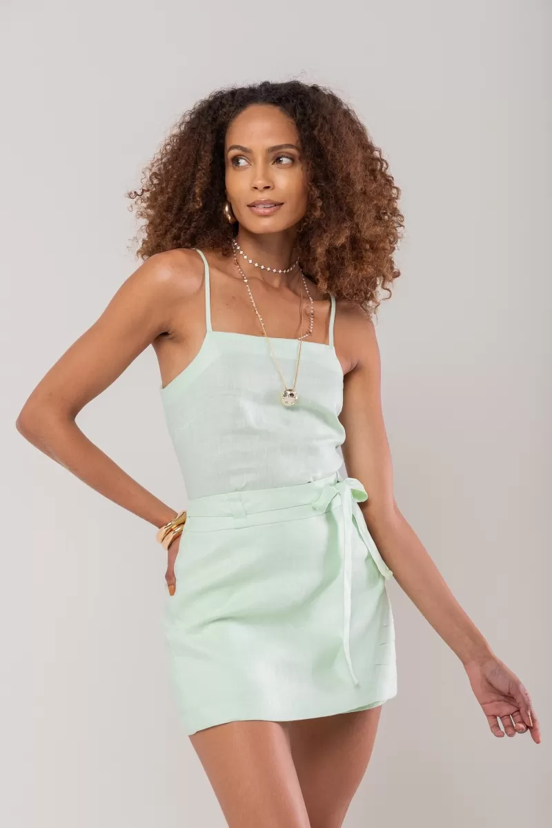 Hidrogênio - SHORTS SKIRT WITH BELT BOW IN WATER GREEN - 20223157 Hidrogênio - SHORTS SKIRT WITH BELT BOW IN WATER GREEN - 20223157