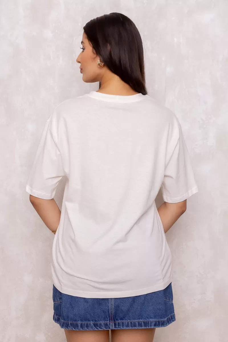 Dress Us - Positano Off White Printed T-Shirt - D0001