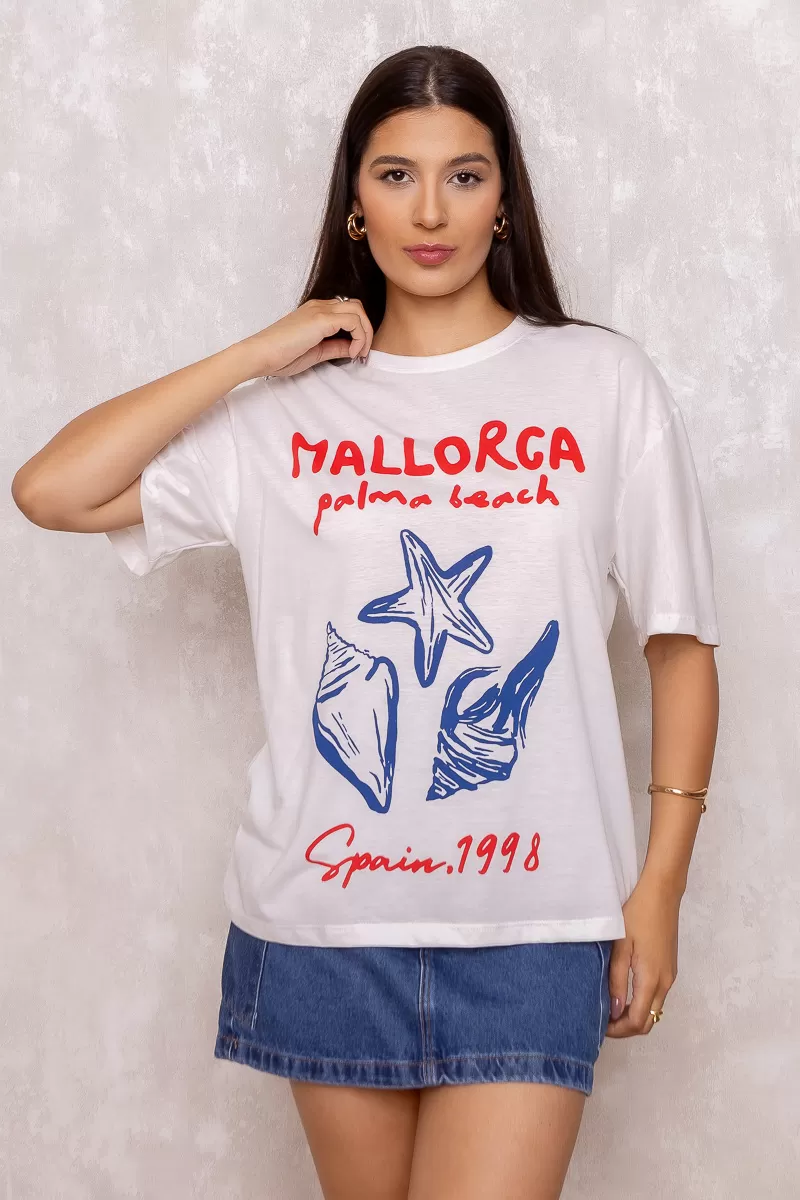Dress Us - Mallorca Off White Printed T-Shirt - D0003 Dress Us - Mallorca Off White Printed T-Shirt - D0003