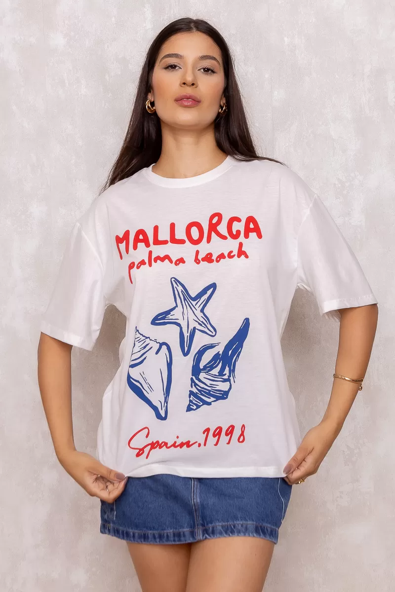 Dress Us - Mallorca Off White Printed T-Shirt - D0003 Dress Us - Mallorca Off White Printed T-Shirt - D0003