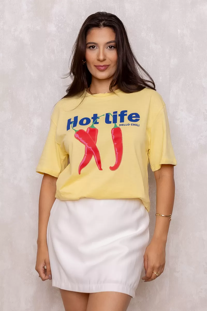 Dress Us - Hot Chilli Yellow Printed T-Shirt - D0004 Dress Us - Hot Chilli Yellow Printed T-Shirt - D0004