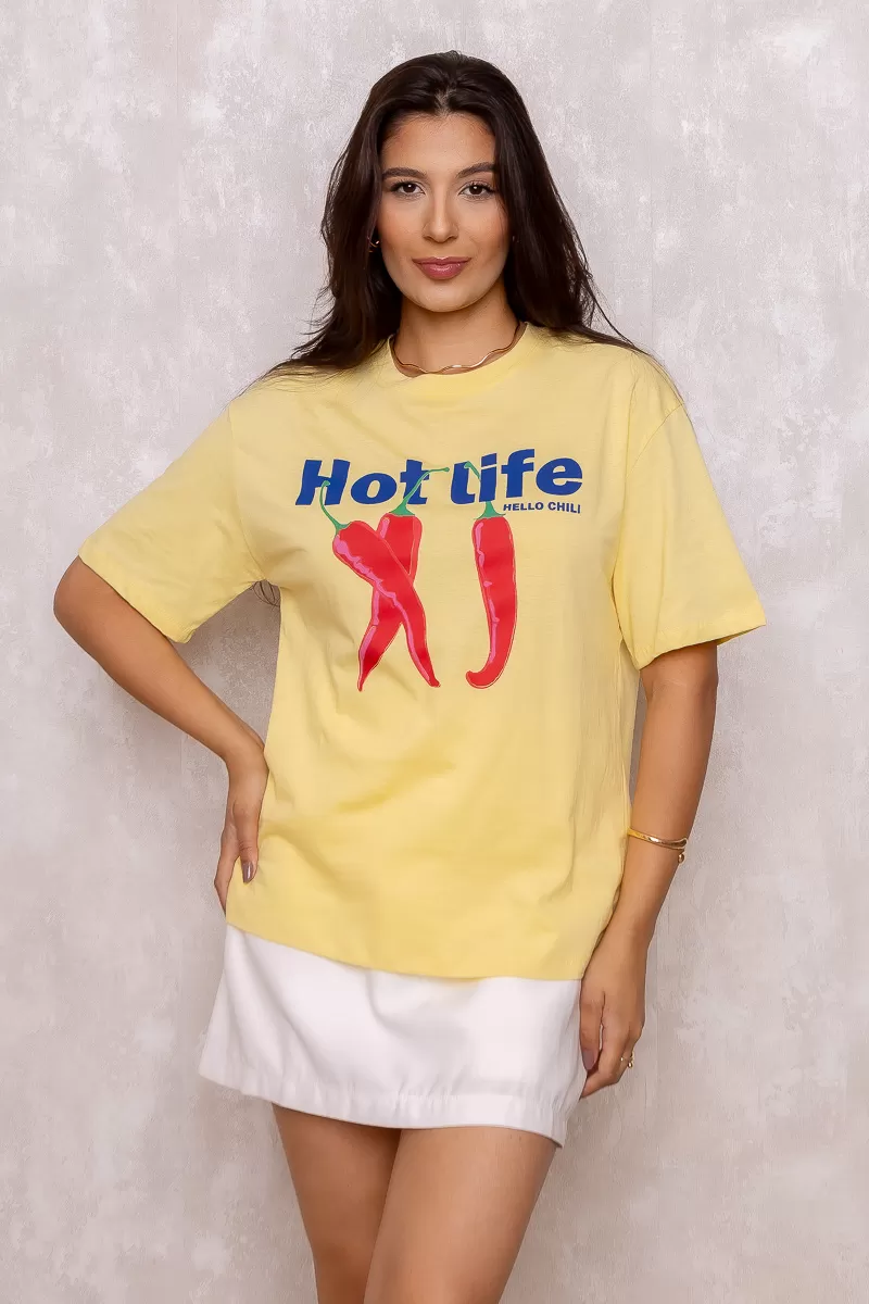 Dress Us - Hot Chilli Yellow Printed T-Shirt - D0004
