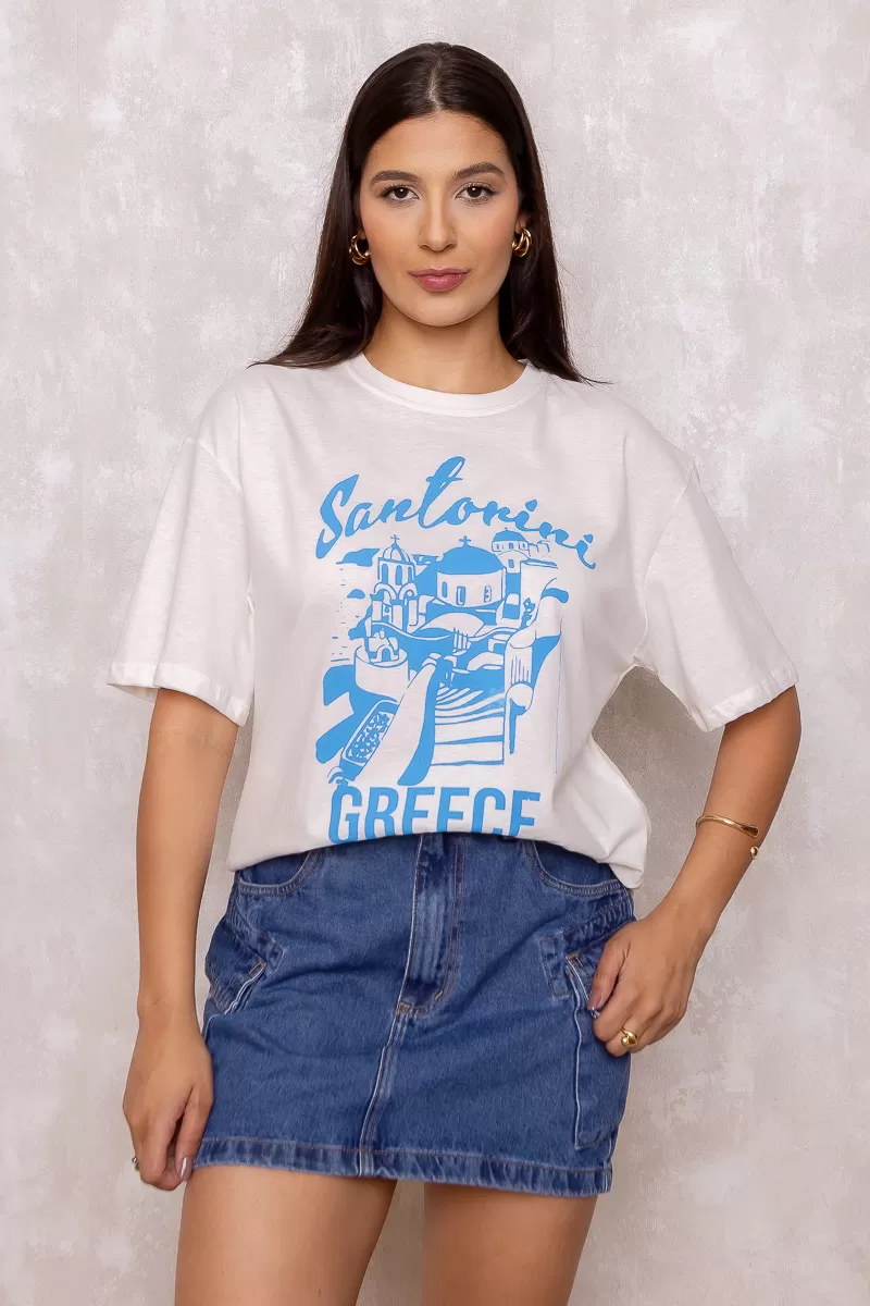 Dress Us - Santorini Off White Printed T-Shirt - D0005 Dress Us - Santorini Off White Printed T-Shirt - D0005