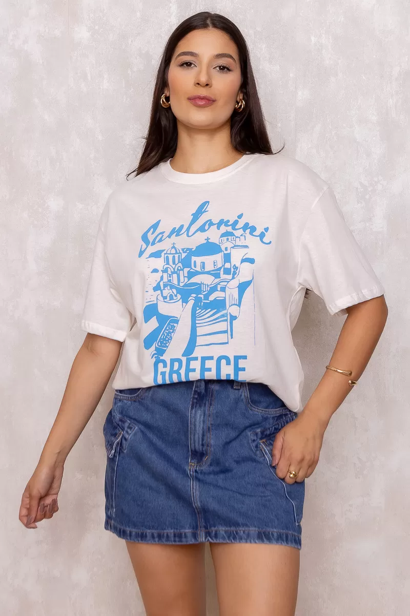 Dress Us - Santorini Off White Printed T-Shirt - D0005 Dress Us - Santorini Off White Printed T-Shirt - D0005
