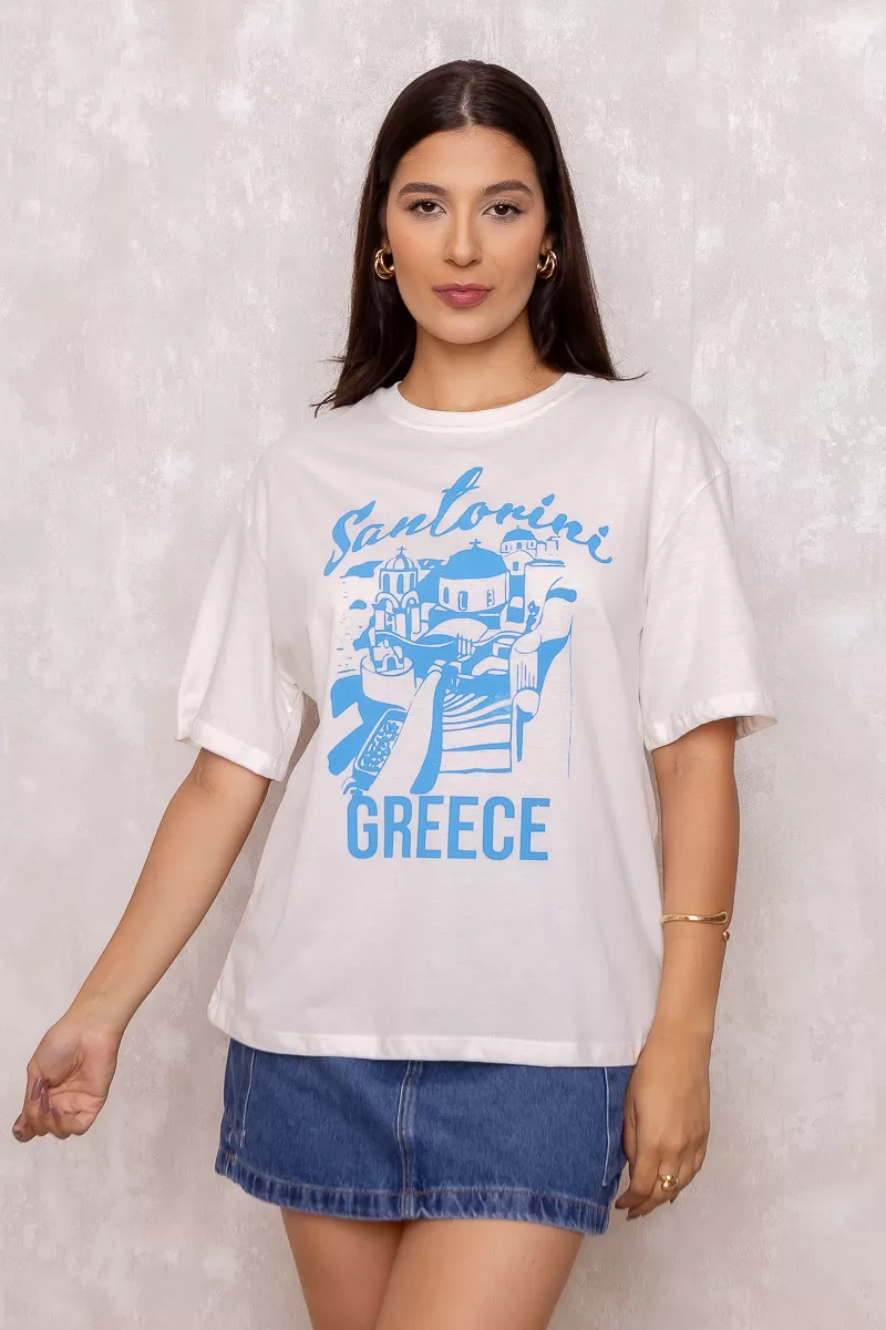 Dress Us - Santorini Off White Printed T-Shirt - D0005 Dress Us - Santorini Off White Printed T-Shirt - D0005