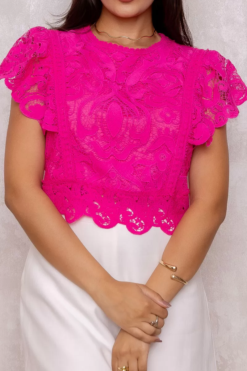 Dress Us - Olivia Pink Lace Shirt - D0007PINK Dress Us - Olivia Pink Lace Shirt - D0007PINK