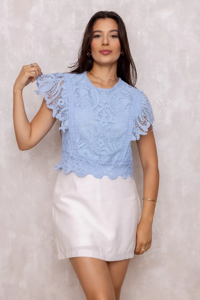 Dress Us - Olivia Light Blue Lace Shirt - D0007AZUL Dress Us - Olivia Light Blue Lace Shirt - D0007AZUL