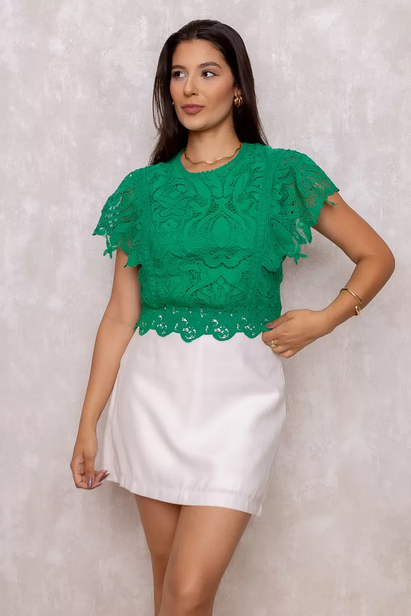 Dress Us - Olivia Green Lace Shirt - D0007VERDE Dress Us - Olivia Green Lace Shirt - D0007VERDE