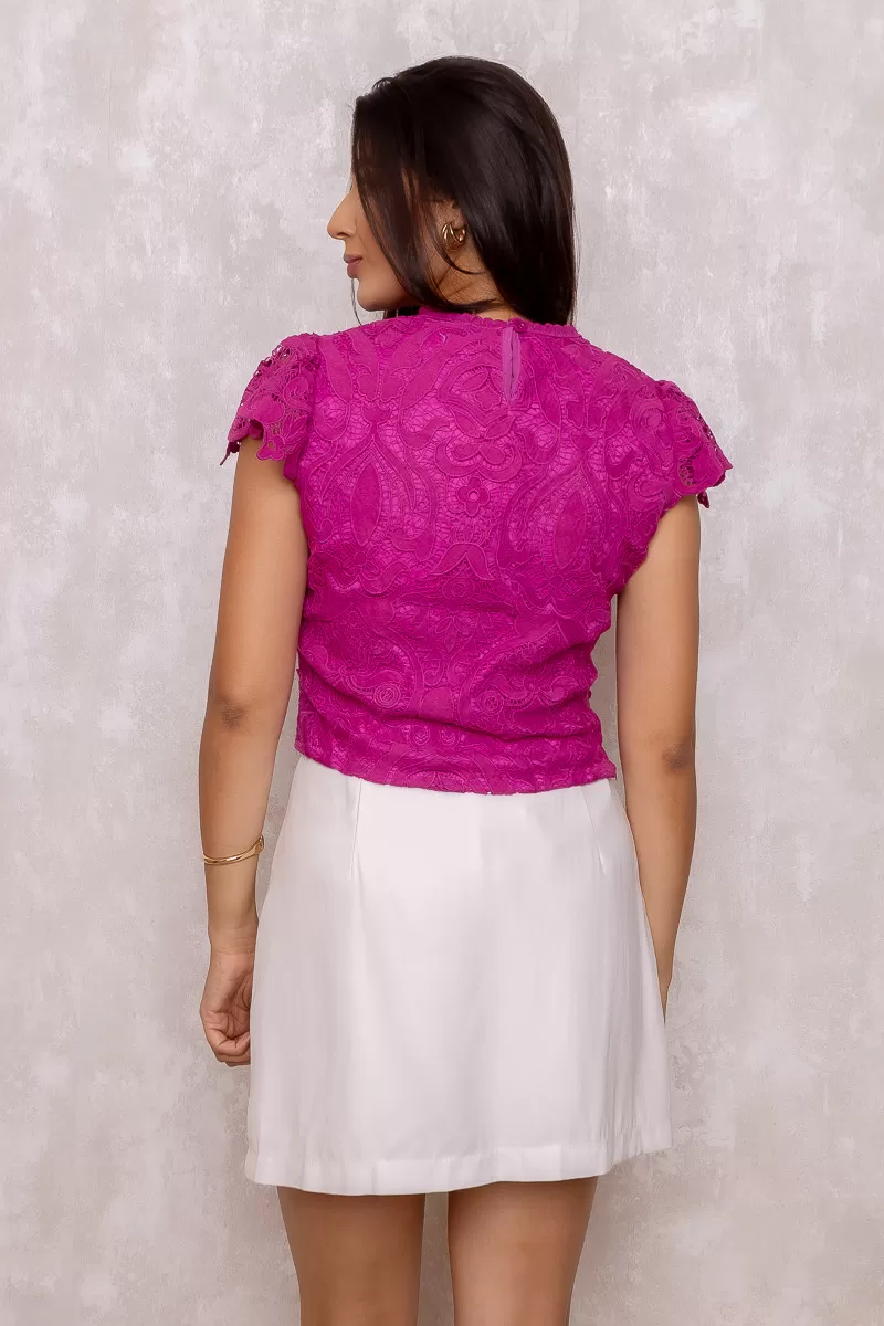 Dress Us - Olivia Fuchsia Lace Shirt - D0007ROXO Dress Us - Olivia Fuchsia Lace Shirt - D0007ROXO