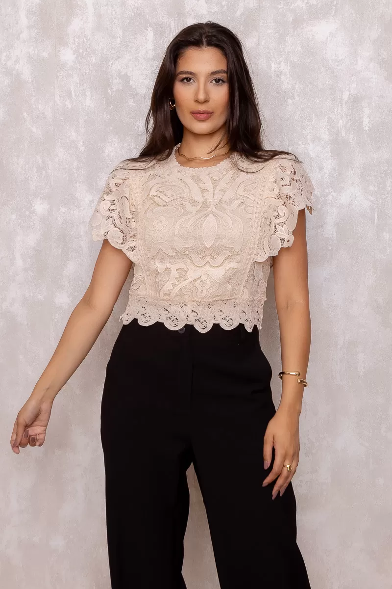 Dress Us - Olivia Beige Lace Shirt - D0007BEGE Dress Us - Olivia Beige Lace Shirt - D0007BEGE