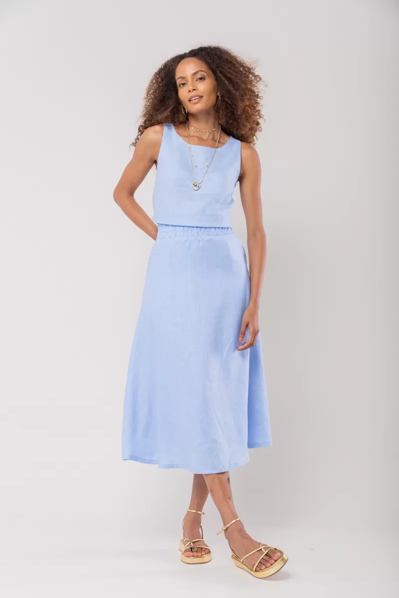 Hidrogênio - OVAL NECKLINE TANK TOP 100% LINEN IN INDIGO BLUE - 19869568 Hidrogênio - OVAL NECKLINE TANK TOP 100% LINEN IN INDIGO BLUE - 19869568