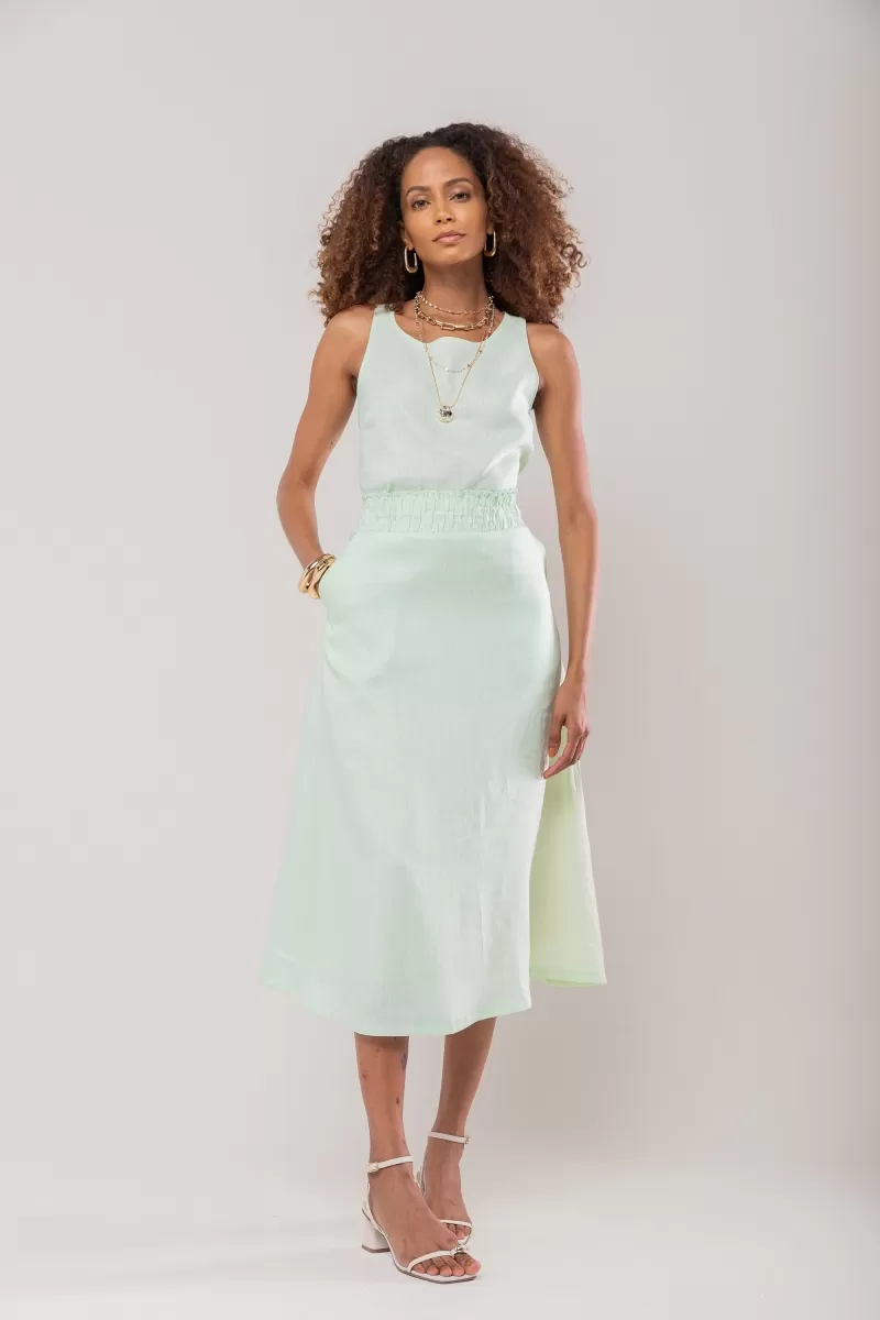 Hidrogênio - OVAL NECKLINE TANK TOP 100% WATER GREEN LINEN - 19869157 Hidrogênio - OVAL NECKLINE TANK TOP 100% WATER GREEN LINEN - 19869157